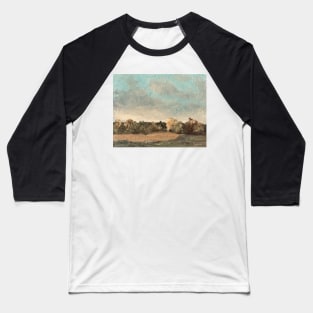 Muted Tone Golden Landscape Oil Painting Baseball T-Shirt